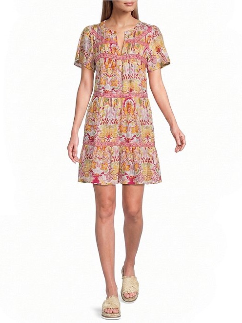 Nurture By Westbound Petite Floral Dress In Yellow & Pink Med P